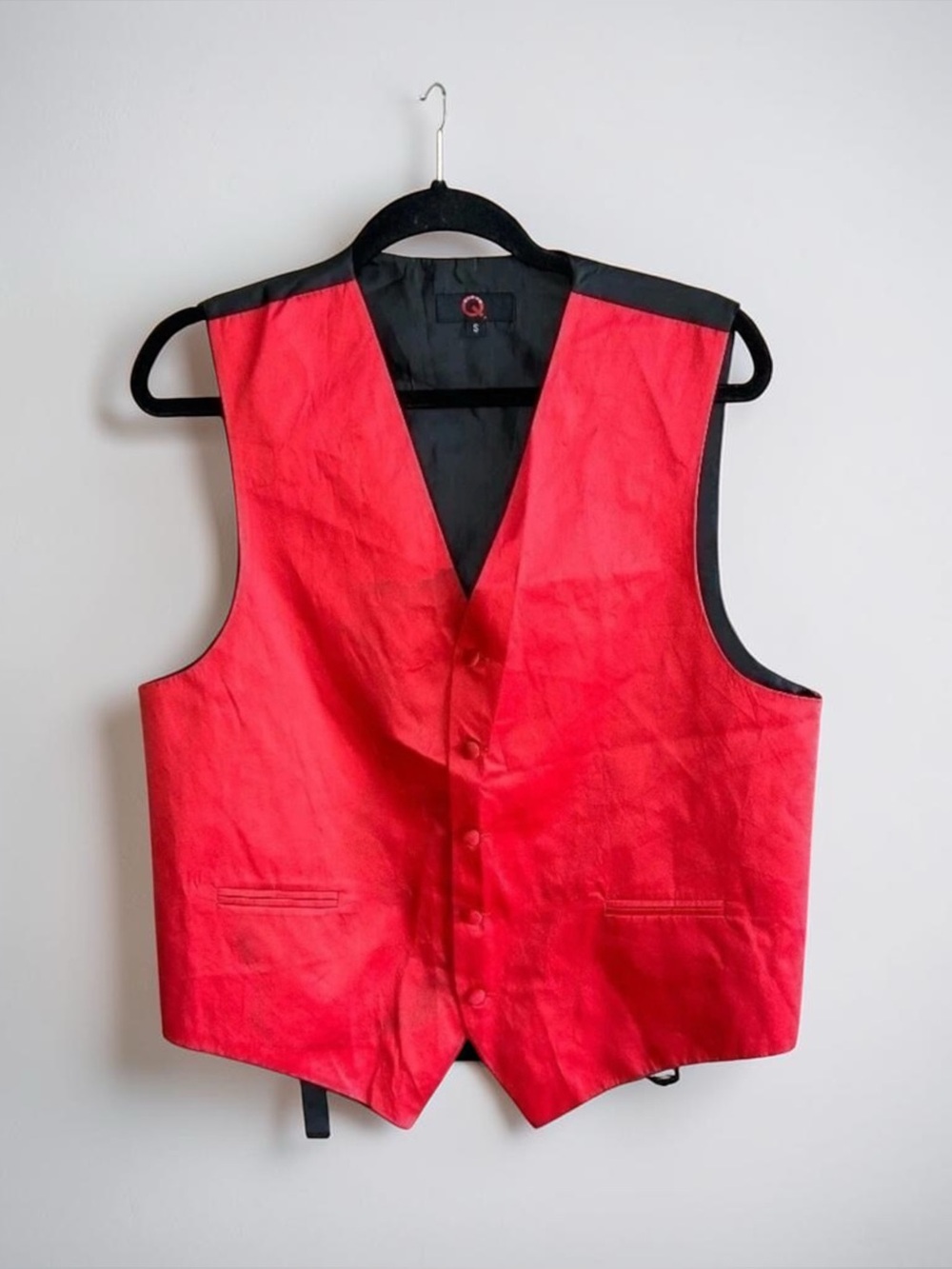 Brand Q Men’s Red 100% Silk Formal Vest Size Small